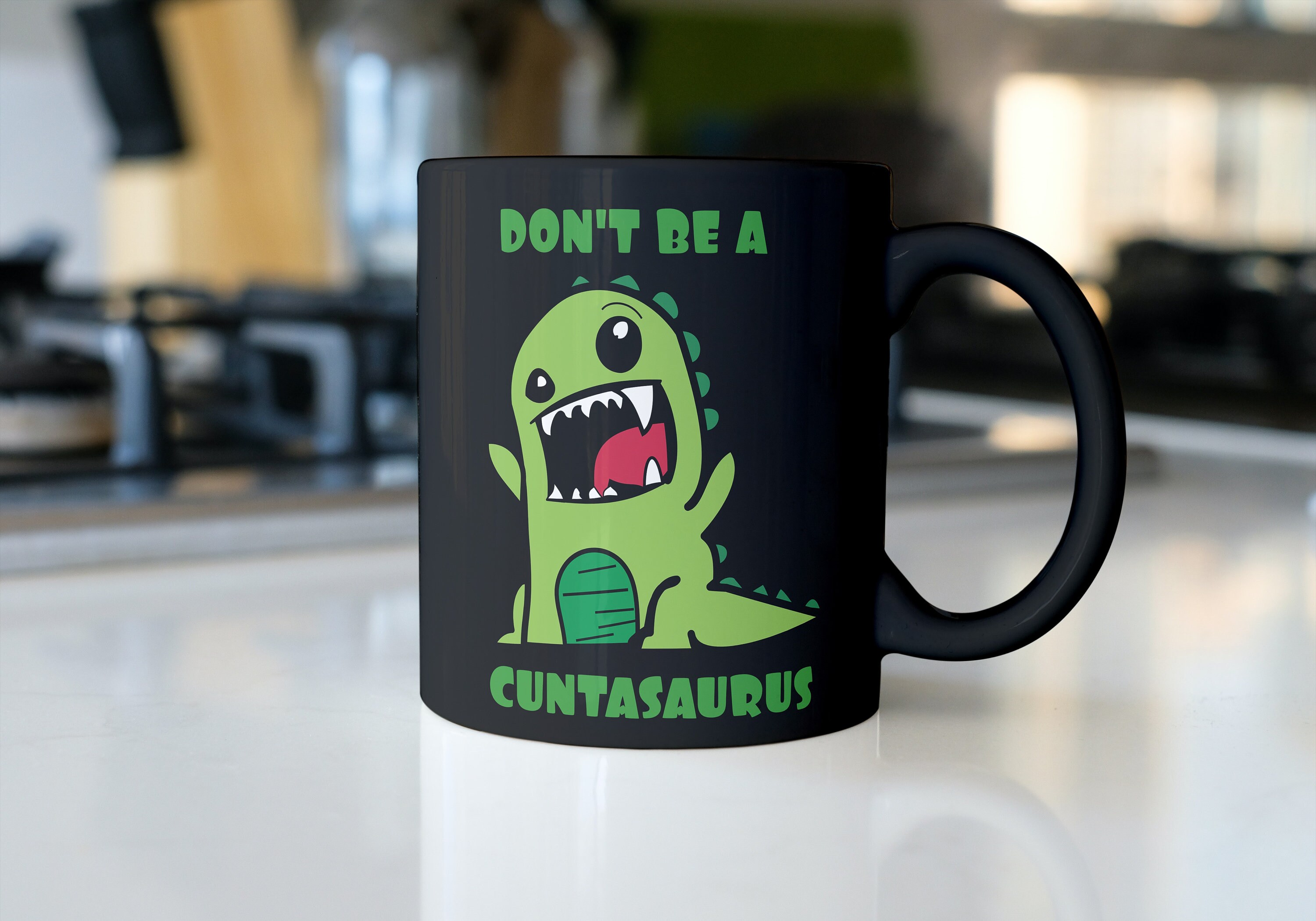 Vixar Tasse En Céramique Colorée « Don't Be A Cuntasaurus » Avec Dictons Impertinents Pour Adultes - 330 Ml - Cadeau De Thé, Café, Noël, Bureau, Maison, Blague (D Vert
