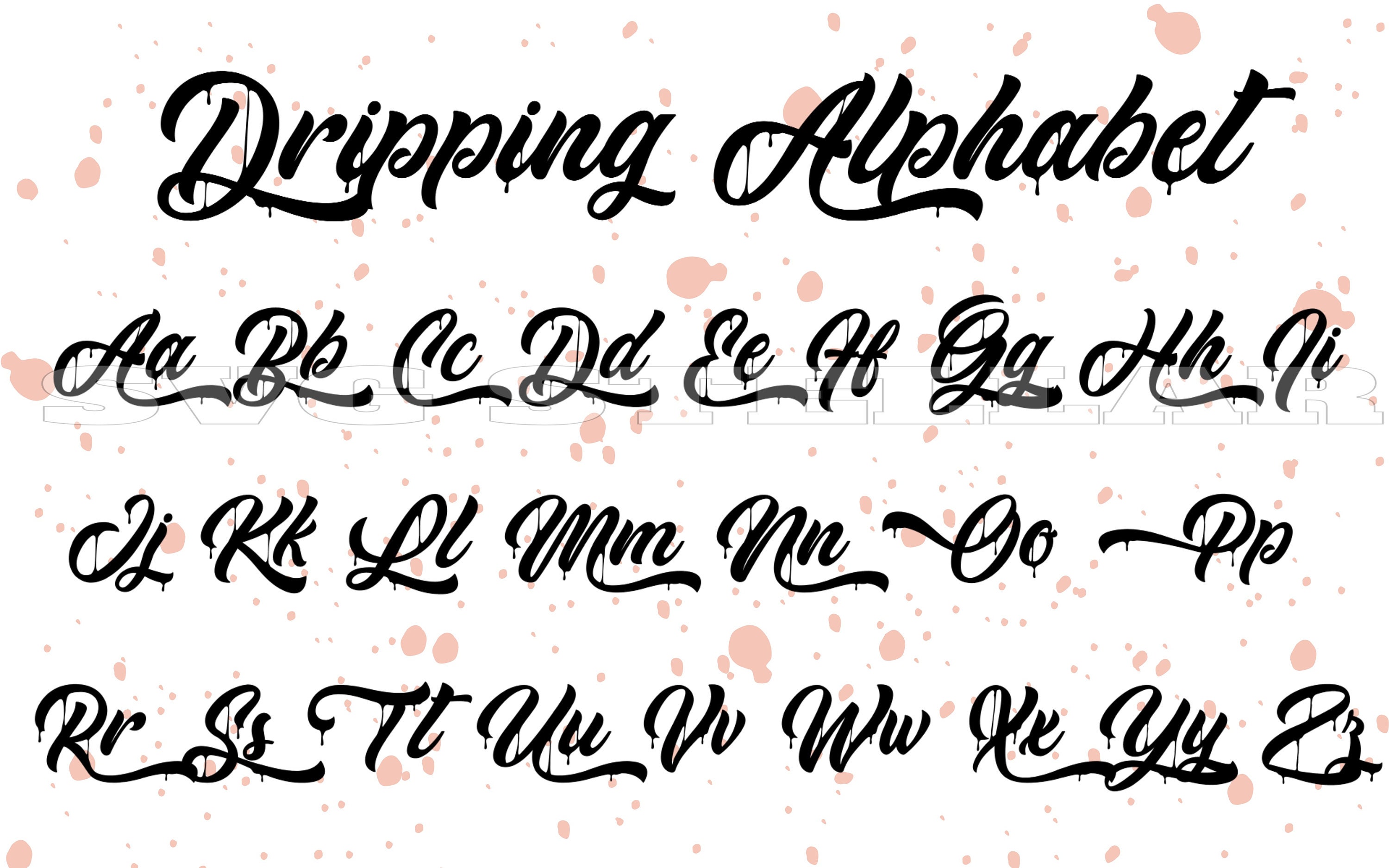 12 Pack Dripping Alphabet Bundle Drip Letters Svg, Drip Font Svg