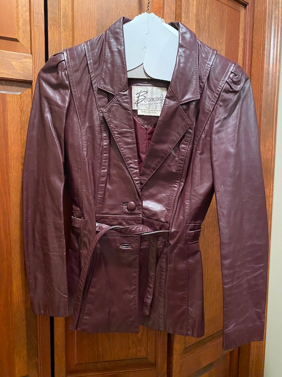 Vintage 80s Maroon Leather Jacket - image 1