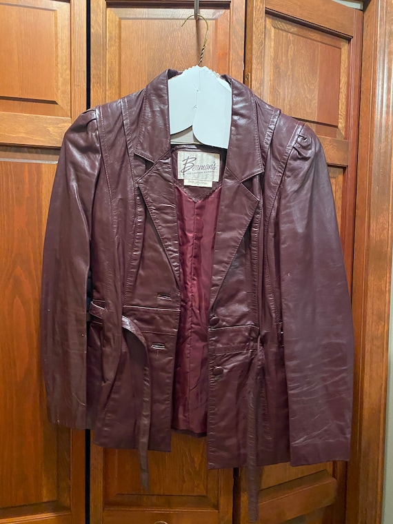 Vintage 80s Maroon Leather Jacket - image 2