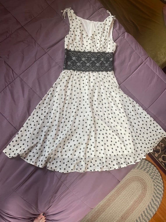 Retro style black & white polka dot dress - image 1