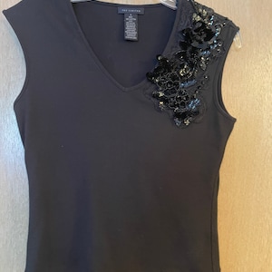 Vintage The Limited beaded sleeveless black blouse