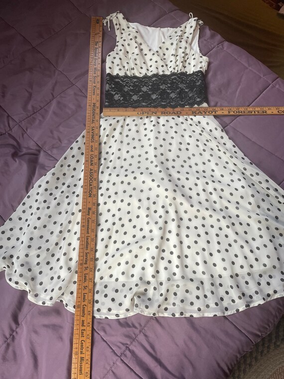 Retro style black & white polka dot dress - image 4