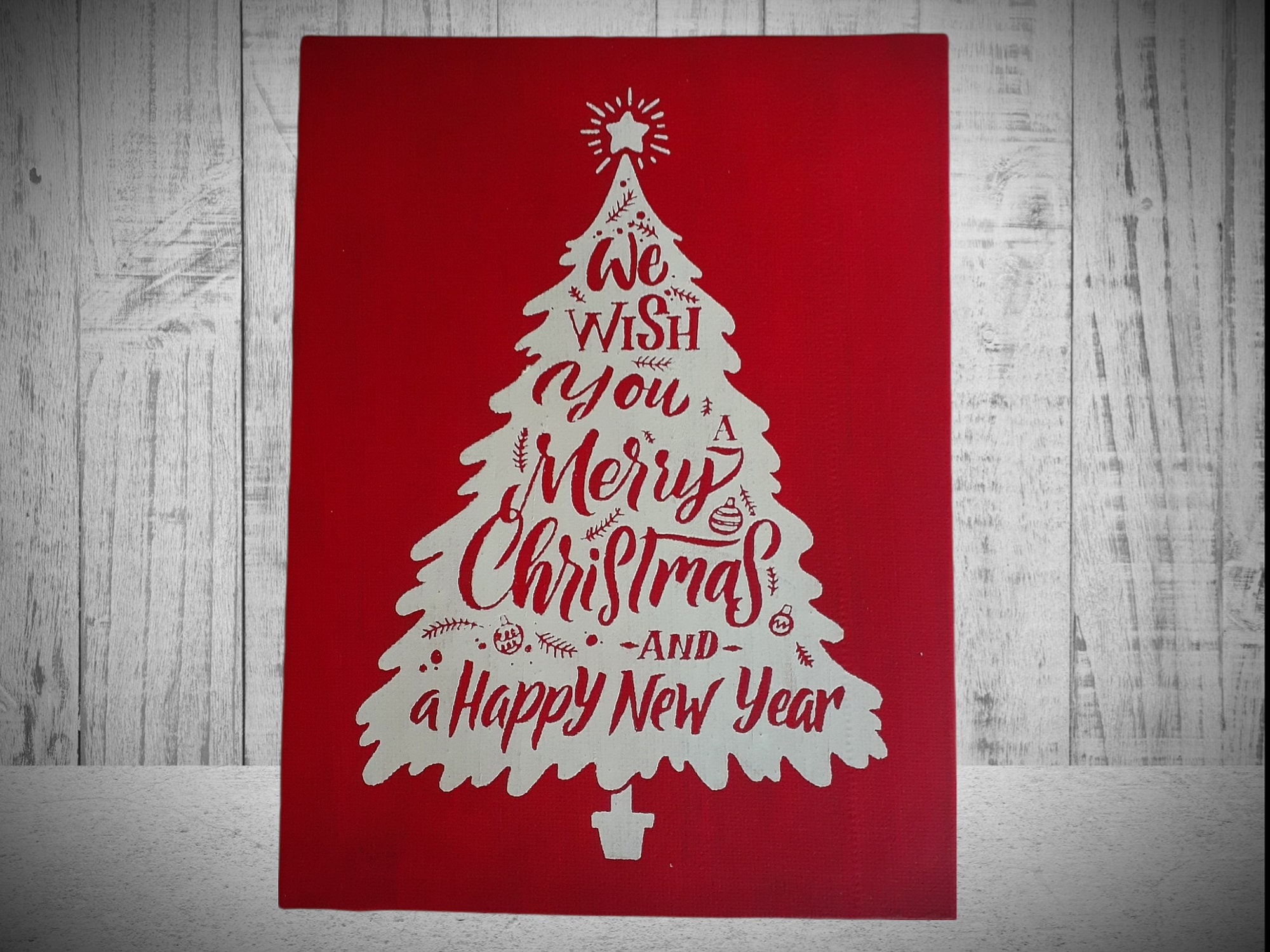 We Wish You a Merry Christmas Canvas Christmas Tree Decor Etsy UK