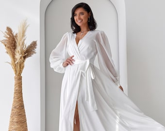 Wedding robes Long bridal robe with train Bridal robe Satin robe Bride robe for wedding day Mother of the bride robe Robe for the bride