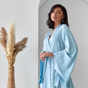 Light blue silk best sale robe