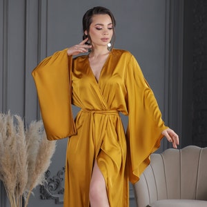 Kimono silk robe | Kimono Sleeve Long Robe | Long Sleeve Robe | Maxi robe | Long robe |Wedding long robe Japanese kimono robe