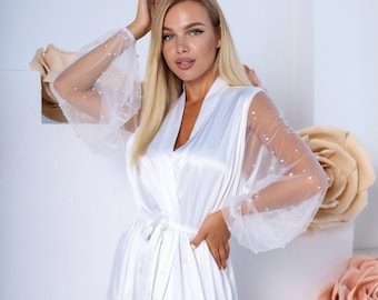 long bridal dressing gown