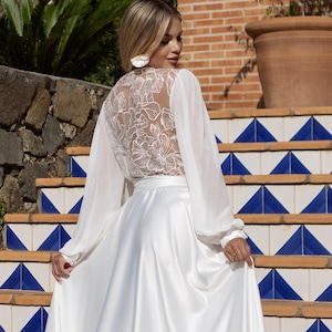 Long Lace Bride Robe, Wedding Day Bridal Gift, Long Bridal Robe, Wedding Dressing Gown