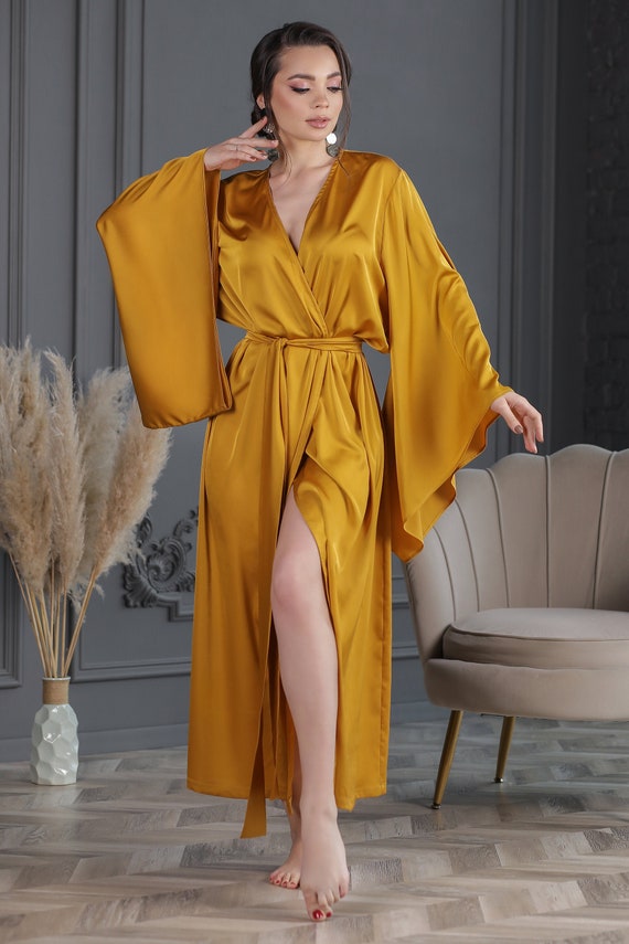 Kimono silk robe Kimono Sleeve Long Robe Long Sleeve Robe Maxi robe Long robe Wedding long robe Japanese kimono robe