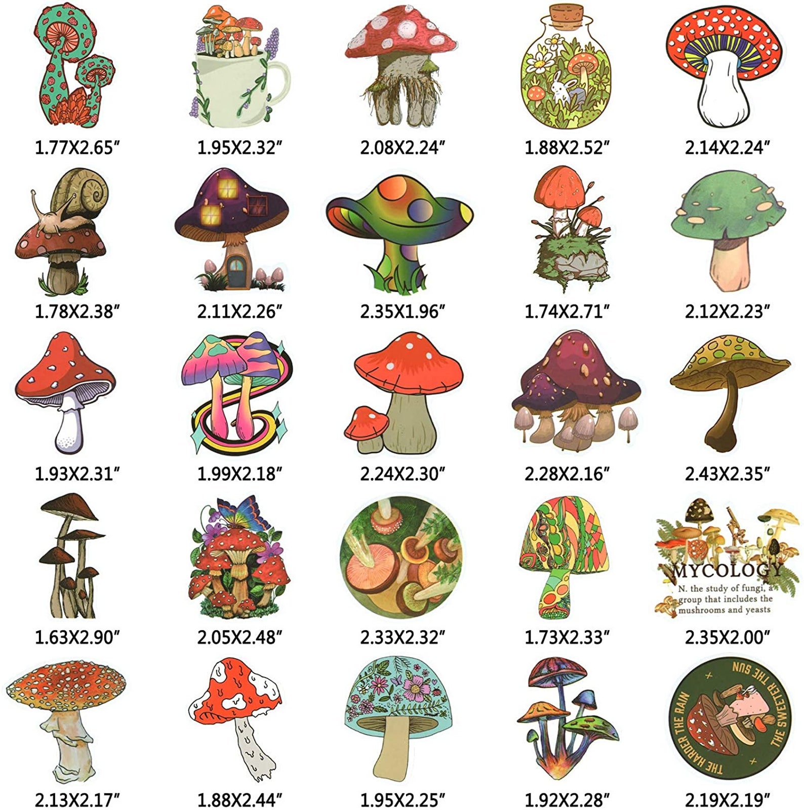 50pcs Mushroom Aesthetic Stickers Pack Cute Vinyl Stickers Etsy
