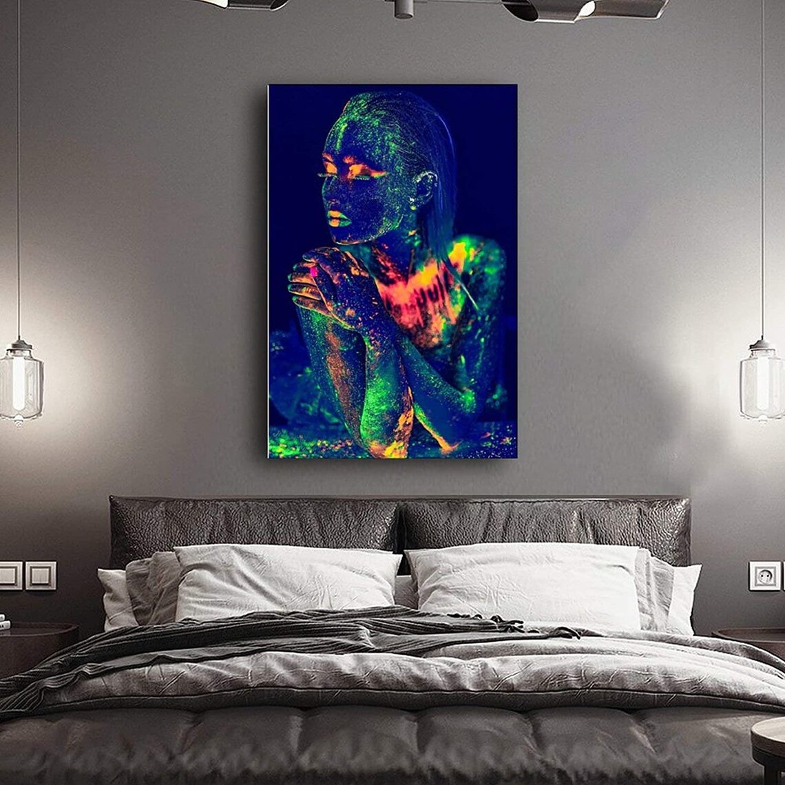 HFGJ Black Light Art Poster Decorative Painting Canvas Wall Etsy