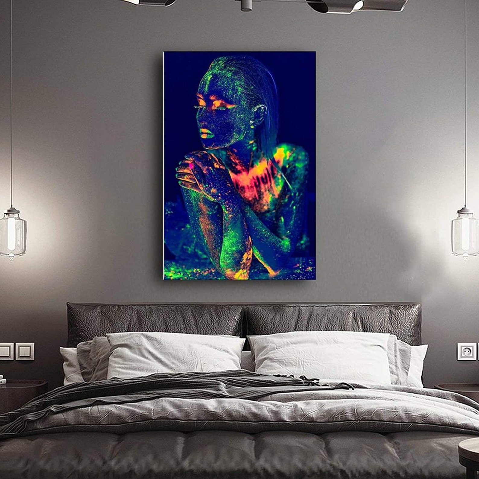 HFGJ Black Light Art Poster Decorative Painting Canvas Wall Etsy