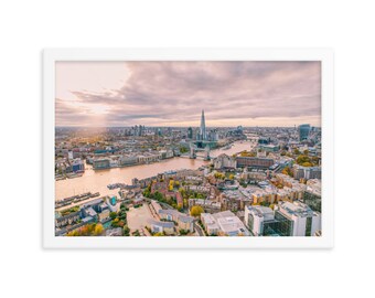 London Sunset Framed Print: Thames River, Tower Bridge, The Shard
