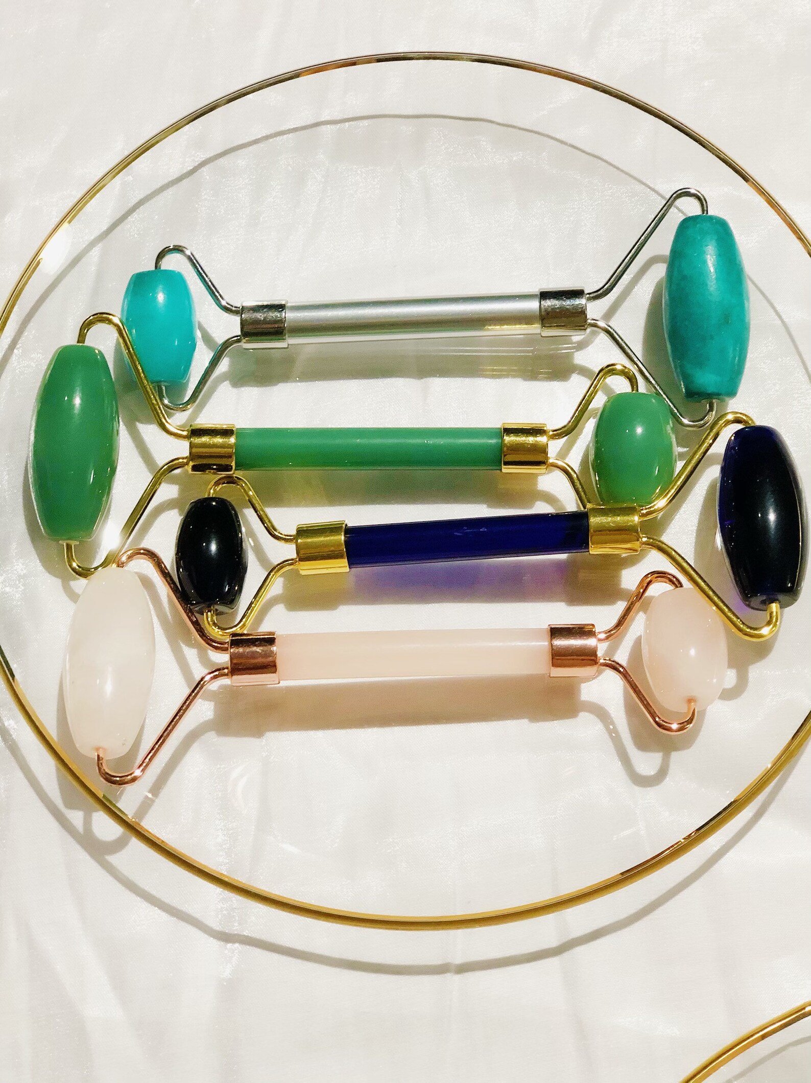 Facial roller natural stone and crystal Etsy