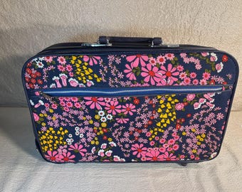 Vintage Travel Suitcase Case - Floral Design
