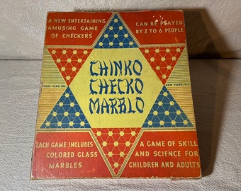 Chinko Checko Marblo - Vintage Chinese Checkers Game in Original Box by Berry Pink, Inc. New York