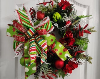 Red Green and White Christmas Wreath