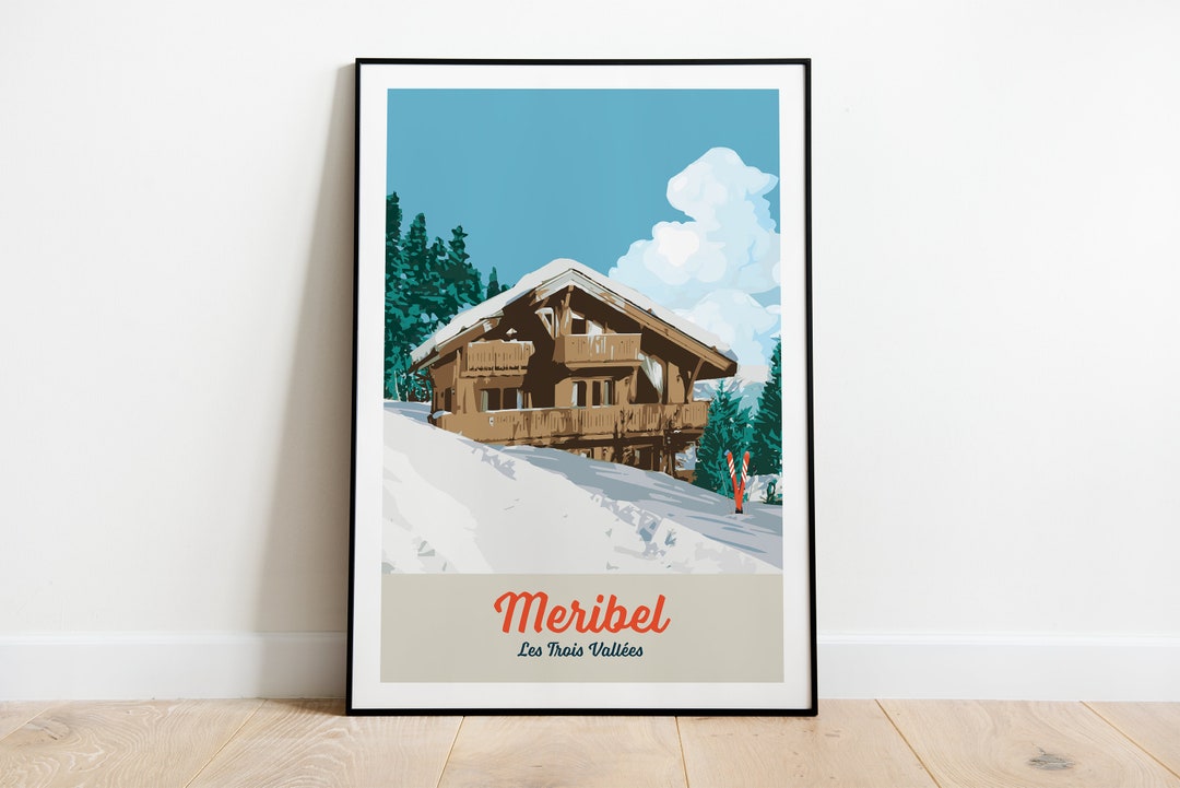Meribel Ski Print, 3 Valleys, Skiing, French Ski Poster, Mountain Wall