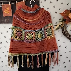 Crochet Poncho,Crochet Capelet,Modern Poncho, Crochet Boho Poncho,Crochet Wrap,Poncho for Fall,Handmade Poncho,Handmade Shawl,Women&#39;s Poncho