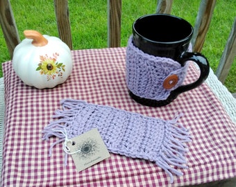 Crocheted Mug Rug and Cup Cozy Set