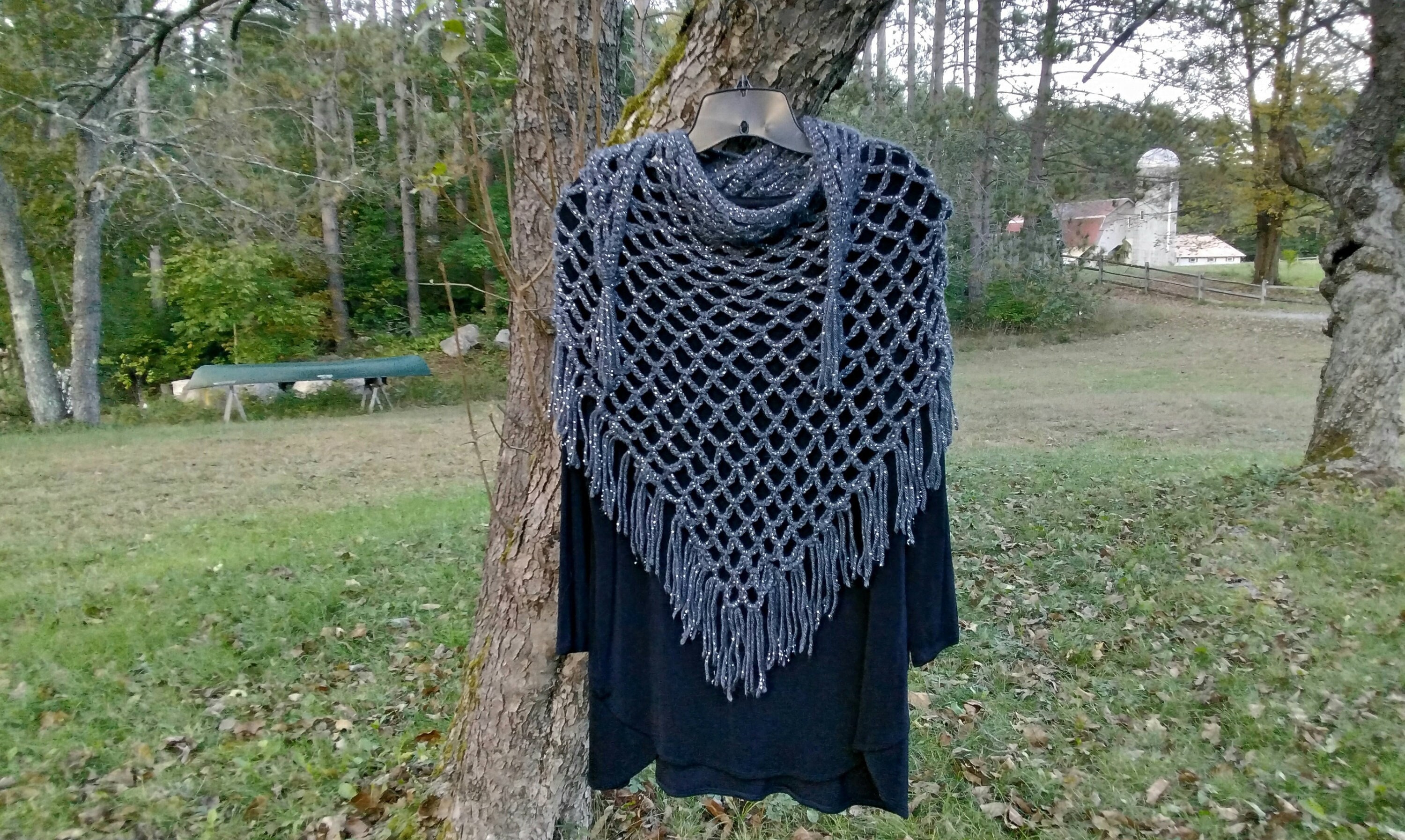 Crochet Wrap Triangle Wrap With Fringe Crochet Shawl Etsy