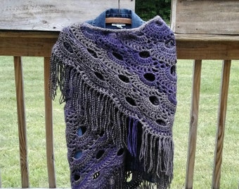 Crochet Shawl with Fringe, Crochet Boho Shawl, Crochet Wrap, Crochet Scarf, Handmade Shawl, Blanket Shawl, Gift for Her, Boho Crochet, Wrap
