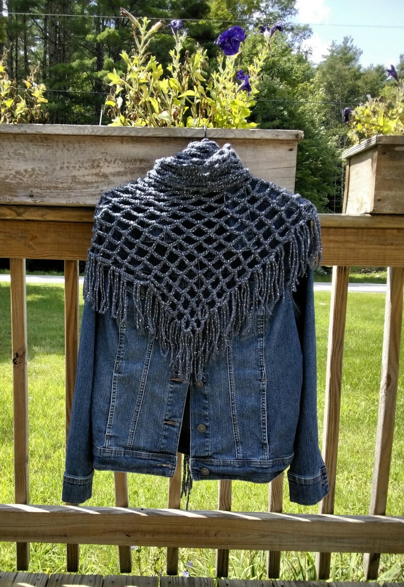 Crochet Wrap Triangle Wrap With Fringe Crochet Shawl Etsy