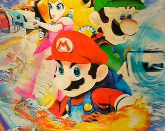 FIREBALL SUPER MARIO & Friends - 3D Holographic Poster