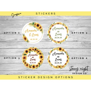 Sunflower Stickers: Custom Wedding, Birthday, Shower Labels