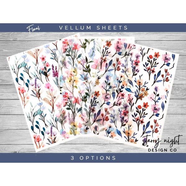 Floral Vellum Paper Etsy