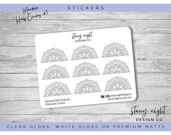 Mandala Half Circle Stickers #2 – Planner, Journal Decoration | Foil Optional