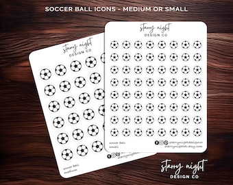 Soccer Ball Icon Stickers: Planner & Journal Deco, Small or Medium Icons, Foil Optional