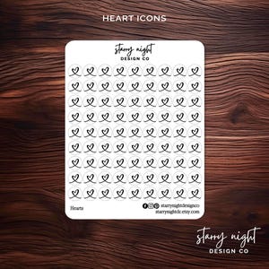 Heart Icons Sticker Sheet | Deco Perfect for Planners & Bullet Journals | Foil Optional