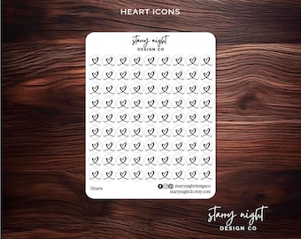 Heart Icon Stickers: Planner & Journal Deco, Foil Optional