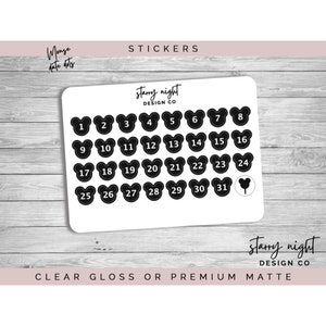Mouse Date Dots Sticker Sheet With or Without Foil for Planners, Bullet Journals