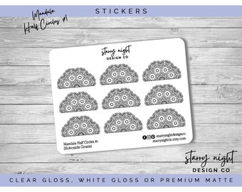 Mandala Half Circle Stickers #1 – Planner, Journal Decoration | Foil Optional