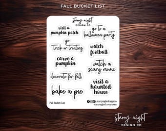 Fall Bucket List Planner Stickers: Planner & Journal Deco, Foil Optional