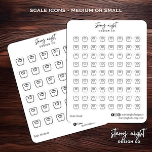 Scale Weight Icon Sticker Sheet | Deco for Planner & Bullet Journals | Small or Medium Icons | Foil Optional