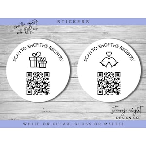 Personalized Registry QR Code Stickers: Wedding, Baby, Party Invitations