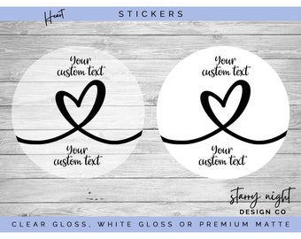 Heart Stickers for Envelopes & Favors  | Clear, White Gloss or Matte Sticker Paper | Foil Optional