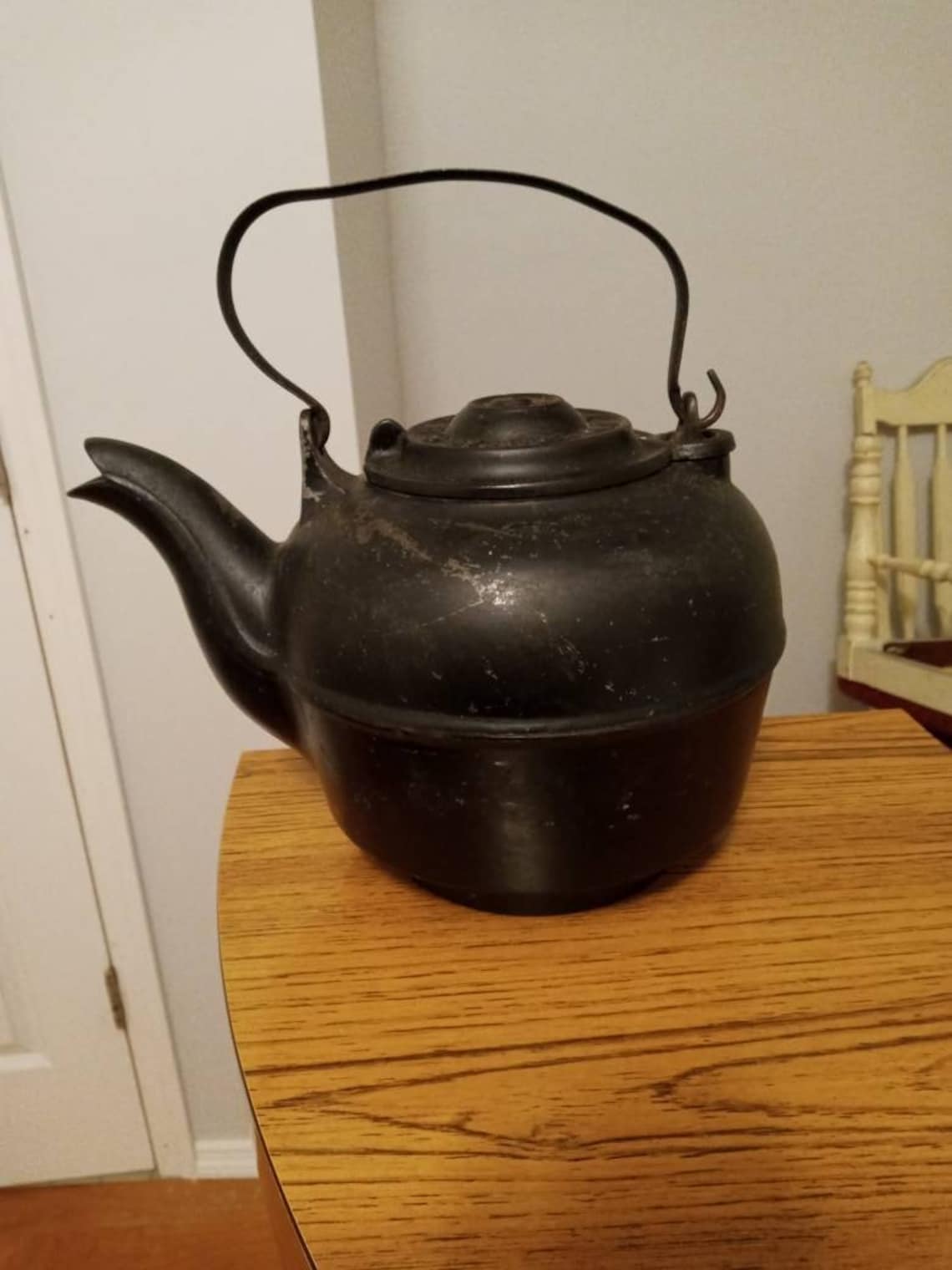Cast Iron Tea Kettle Antique Cast Iron Kettle Campfire Etsy