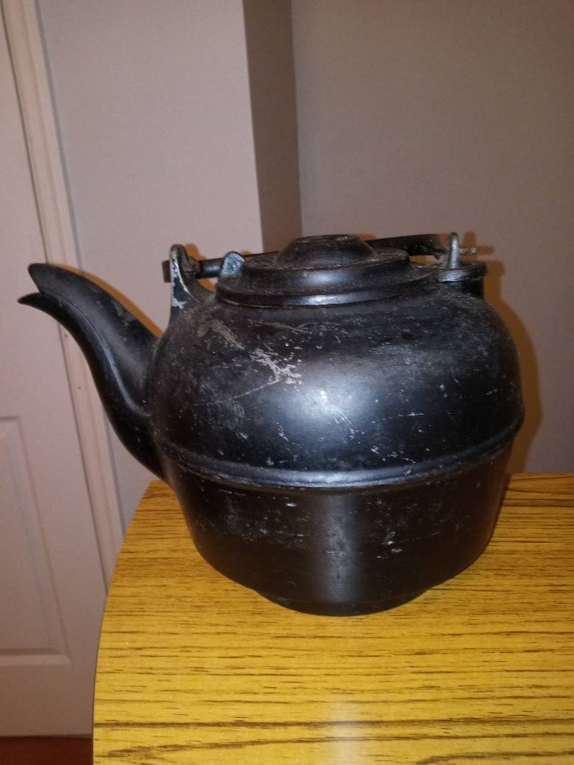 Cast Iron Tea Kettle Antique Cast Iron Kettle Campfire Etsy