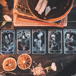 Lot d'autocollants, souci holographique tarot : la force, le diable, les amants, la grande prêtresse, la mort
