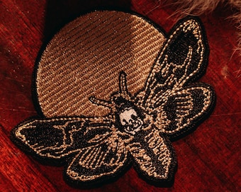 Moth & Moon - Embroidered Patch, Iron-on Patch
