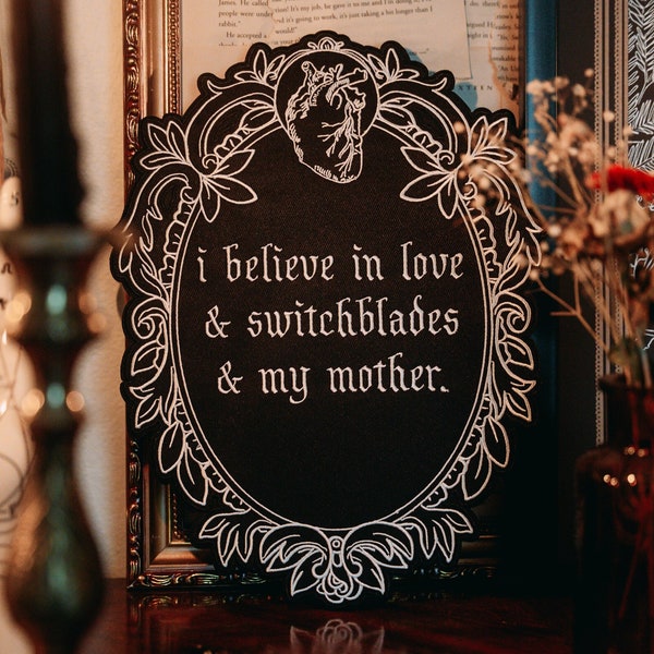Large Embroidered Back Patch - ""Love/Switchblades/Mother"
