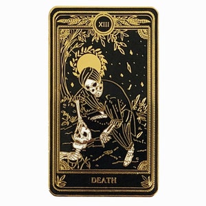 Muerte - Broche de esmalte duro, broche de tarot de caléndula
