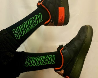 Black Crew Socks - "SURREAL"