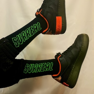 Black Crew Socks - &quot;SURREAL&quot;
