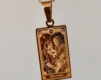 Tarot Card Necklace - The Lovers from the Marigold Tarot Deck, 13th Press x Feyr